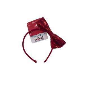Scunci Red Sequin Bow Headband Girls OS Red Holiday Christmas Party‎ Sparkle